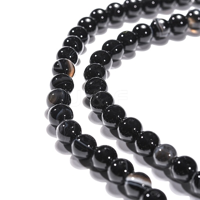 Natural Black Agate Beads Strands G-G391-6mm-01-1
