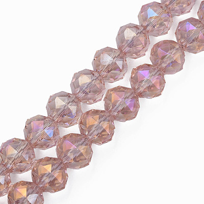 Electroplate Transparent Glass Beads Strands X-EGLA-N002-34B-C02-1