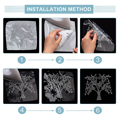 Tree of Life Glass Hotfix Rhinestone DIY-WH0419-59-1