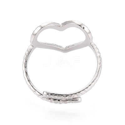 Non-Tarnish 304 Stainless Steel Heart Cuff Ring RJEW-N038-123P-1