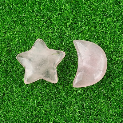 Natural Rose Quartz Healing Moon & Star Ornaments PW-WG13036-01-1