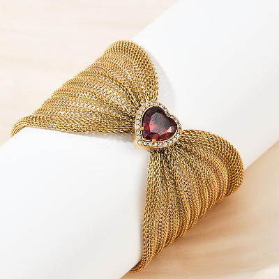 304 Stainless Steel Cubic Zircon Cable Chains Bracelets for Women BJEW-V013-01G-1
