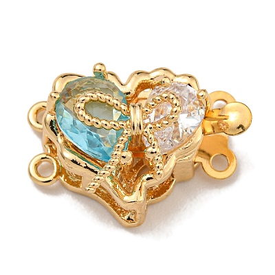 Brass Micro Pave Cubic Zirconia Box Clasps KK-U037-40G-A-1