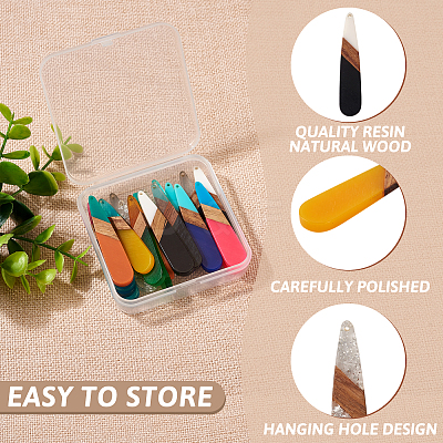20Pcs 10 Colors Resin & Walnut Wood Big Pendants RESI-TA0001-66-1