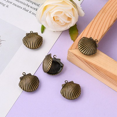 Brass Locket Pendants KK-C3007-AB-NF-1