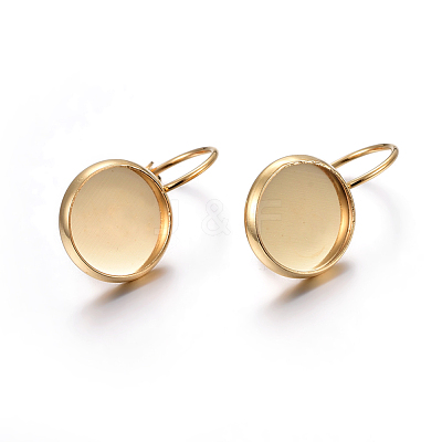 304 Stainless Steel Leverback Earring Settings STAS-F191-03G-10mm-1