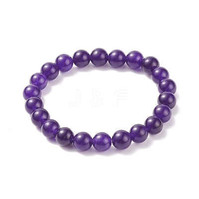 Natural Jade Beaded Stretch Bracelet BJEW-P213-04-8mm-1
