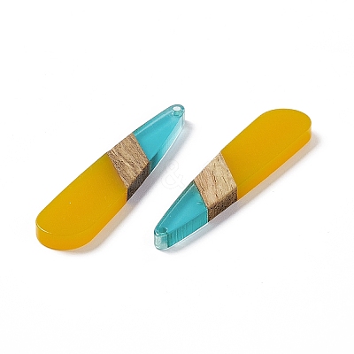 Transparent Resin & Walnut Wood Big Pendants RESI-M027-05J-1