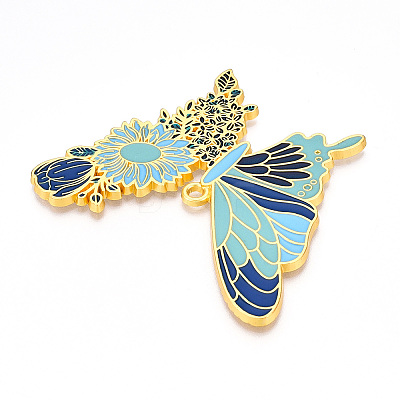 Rack Plating Alloy Enamel Big Pendants ENAM-N056-398E-G-1