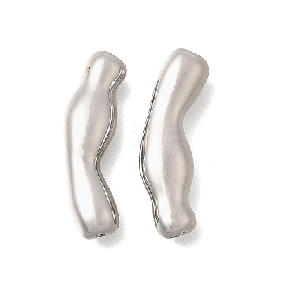 Brass Wavy Curved Tube Beads KK-N289-11P-1