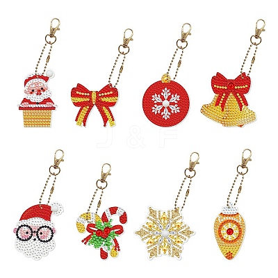 Christmas Theme DIY Diamond Painting Keychain Kit DRAW-PW0007-02B-1