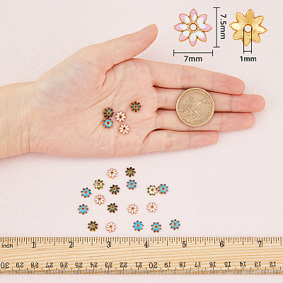 100Pcs Multi-Petal Alloy Enamel Bead Caps FIND-HY0001-07-1