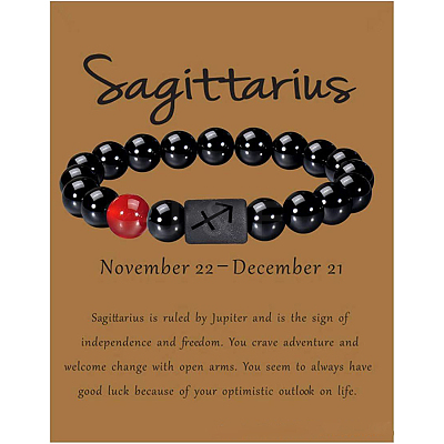 12 Constellation Natural Round Carnelian Beads Stretch Bracelets WGD22B0-01-1