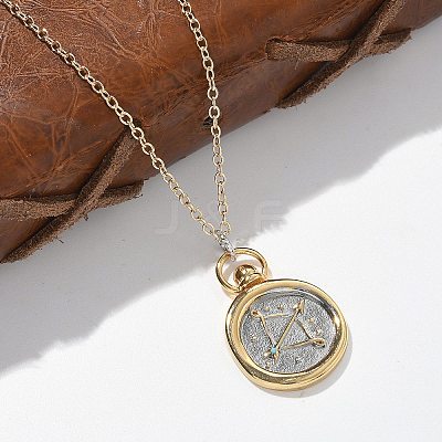 Brass Twelve Constellations Tarot Pendant Necklaces NJEW-Q006-01K-G-1