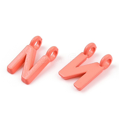 Rack Plating Spray Painted Alloy 2-Loop Link Pendants PALLOY-N176-01N-1