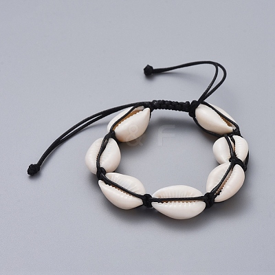 Natural Cowrie Shell Braided Beads Bracelets BJEW-JB05057-01-1