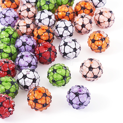 30Pcs Sport Theme Resin Rhinestone Beads RESI-TA0003-96B-1
