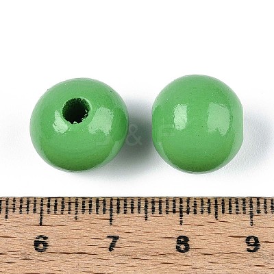 Spray Painted Round Natural Schima Wood Beads WOOD-A018-14mm-08-1