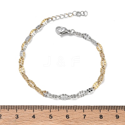 304 Stainless Steel Dapped Chains Bracelets for Women BJEW-D466-08A-GP-1