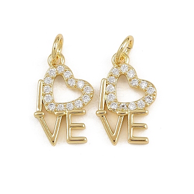 Brass Micro Pave Cubic Zirconia Pendants KK-A269-55G-1