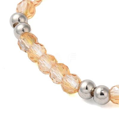 Rack Plating Brass & Faceted Glass Beaded Stretch Bracelets BJEW-C075-02G-1