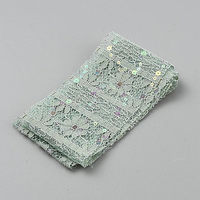 Polyester Flower Lace Ribbons with Paillettes OCOR-WH20048-04A-1