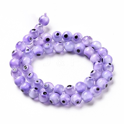 Handmade Evil Eye Lampwork Round Bead Strands X-LAMP-L055-8mm-21-1