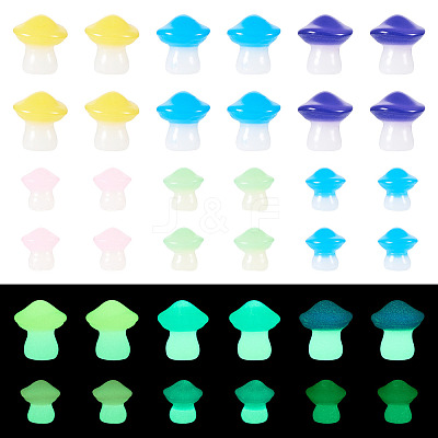 30Pcs 2 Styles Luminous Resin Mushroom Ornament RESI-TA0004-04B-1