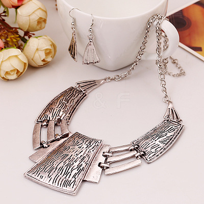 Trapezoid Alloy Dangle Earrings & Necklaces Sets FS-WGAAEC0-02-1
