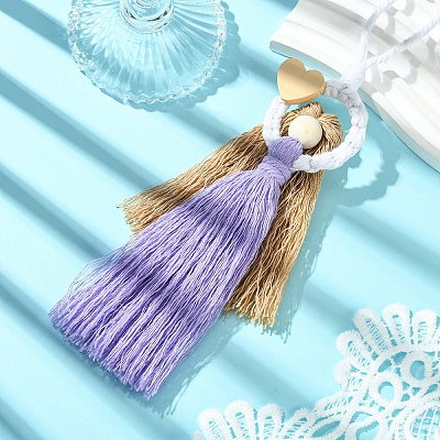 Handmade Macrame Cotton Angel Hanging Ornaments HJEW-JM02711-03-1