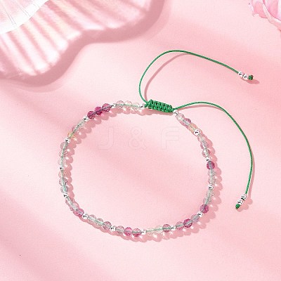 Natural Fluorite & Electroplate Non-magnetic Synthetic HematiteRound Bead Braided Beaded Bracelets for Women BJEW-JB13434-02-1