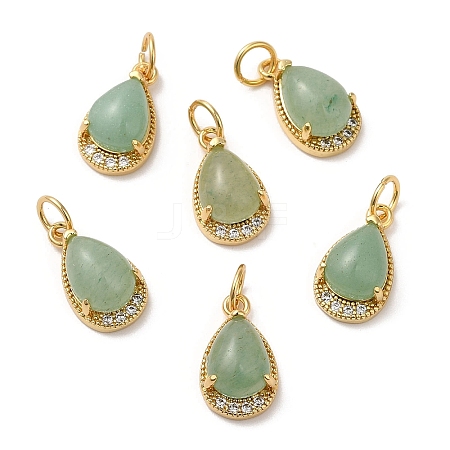 Natural Green Aventurine Teardrop Charms G-A034-01G-01-1