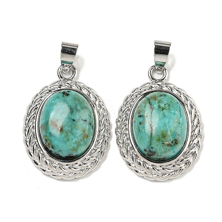 Natural African Turquoise(Jasper) Oval Pendants G-B079-02P-01-1