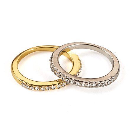 2Pcs 2 Colors Alloy with Crystal Rhinestone Finger Rings RJEW-TADJ0001-01D-1