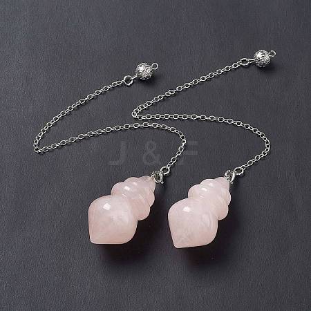 Natural Rose Quartz Pointed Dowsing Pendulums AJEW-B020-04P-07-1