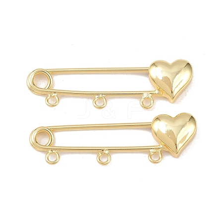 Heart Brass Brooch Findings LS-KK-Z132-01G-01-1