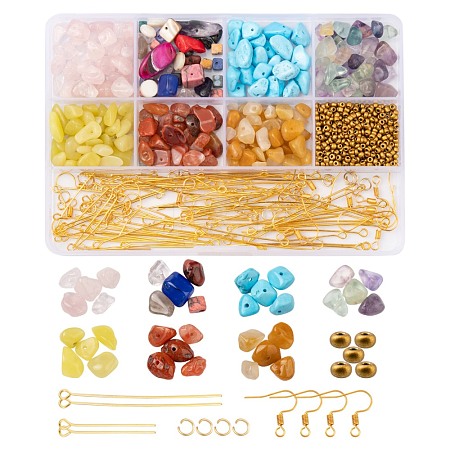 DIY Mixed Stone Chip Beads Earrings Making Kit DIY-FS0002-38-1