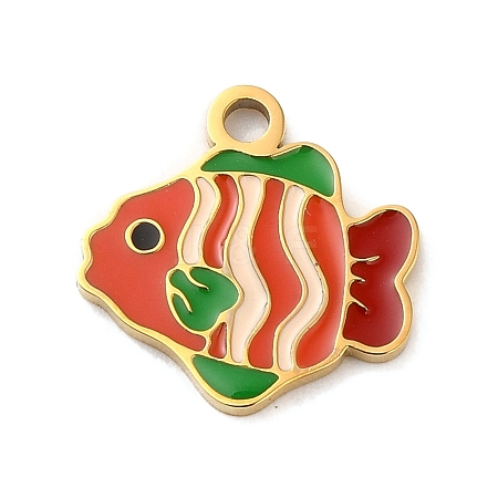Ion Plating(IP) 304 Stainless Steel Enamel Charms STAS-Q301-06G-1
