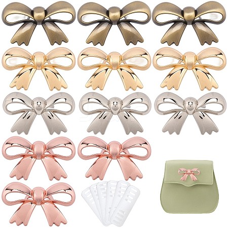 12Pcs 4 Colors Bowknot Alloy Decorative Buckles FIND-CP0003-70-1