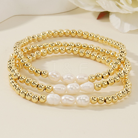 3 Pieces Freshwater Pearl Bracelet Sets EH2658-1