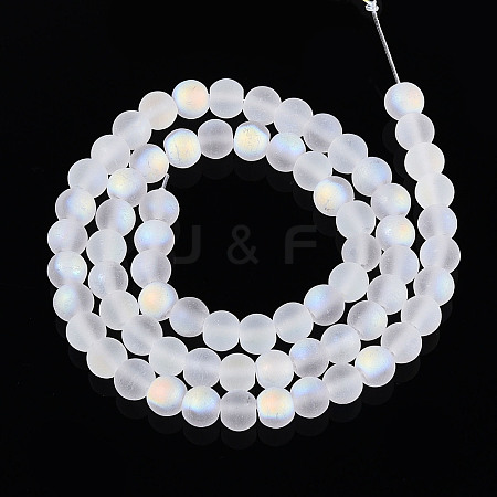 Frosted Imitation Jade Glass Beads Strands GLAA-T032-J6mm-MBB02-1