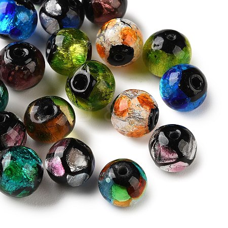 Handmade Silver Foil Glass Beads LAMP-F047-04B-1