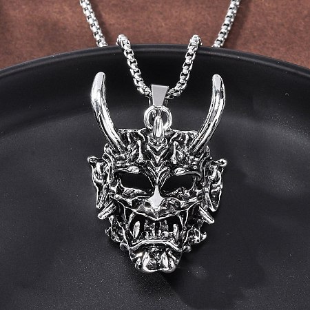 Tibetan Style Zinc Alloy Viking Pendant Necklaces NJEW-Z062-01AS-03-1