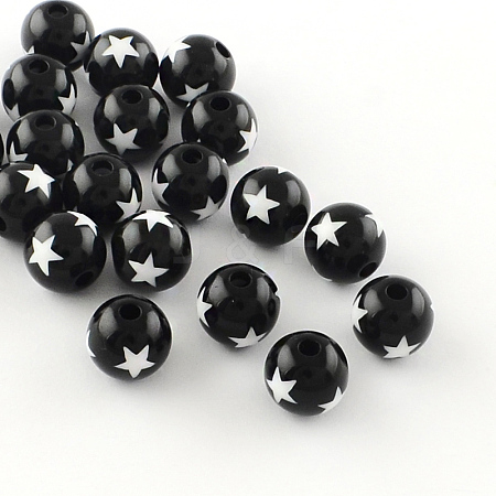 Star Pattern Opaque Acrylic Beads LS-SACR-R882-20mm-01-1