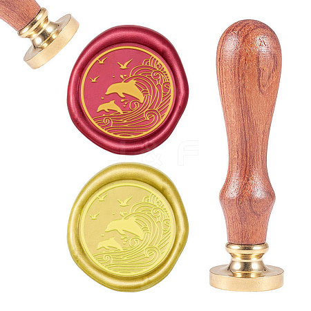 Brass Wax Seal Stamp AJEW-CP0002-21-34-1