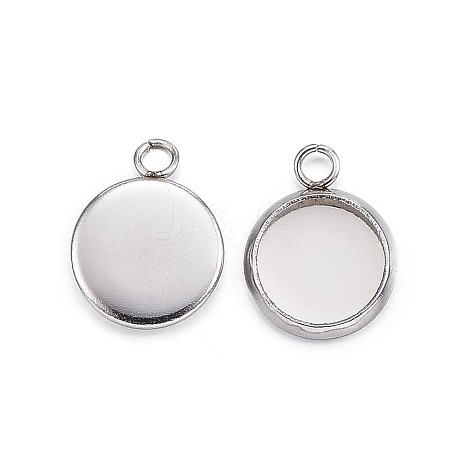Non-Tarnish 304 Stainless Steel Pendant Cabochon Settings LS-X-STAS-G127-13-8mm-P-1