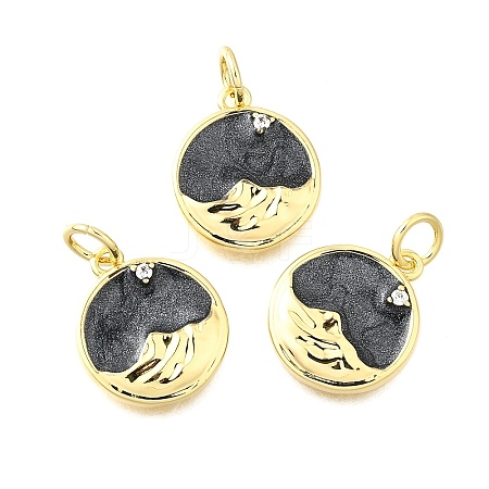Brass Micro Pave Cubic Zirconia Pendants KK-S523-02G-1