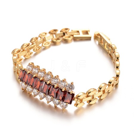 Brass Cubic Zirconia Link Chain Bracelets BJEW-F206-15G-1