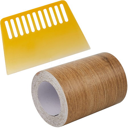 Gorgecraft 1 Roll PVC Imitation Wood Grain Adhesive Tape DIY-GF0008-40C-1