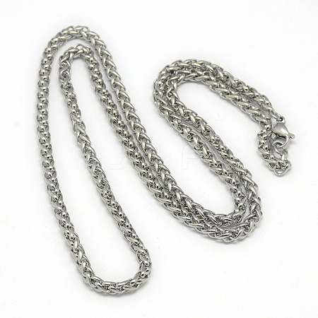 Trendy Men's 201 Stainless Steel Wheat Chain Necklaces X-NJEW-L043A-45P-1